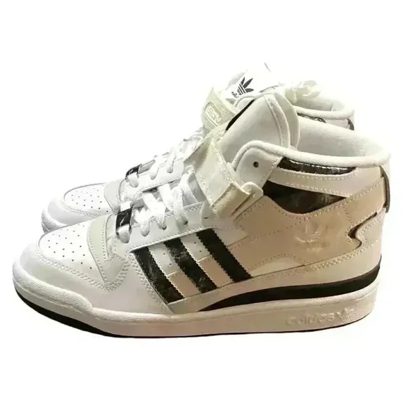 Adidas Basketball Shoe Women 11 White Black Marble Forum Mid Lace Up Sneaker NEW