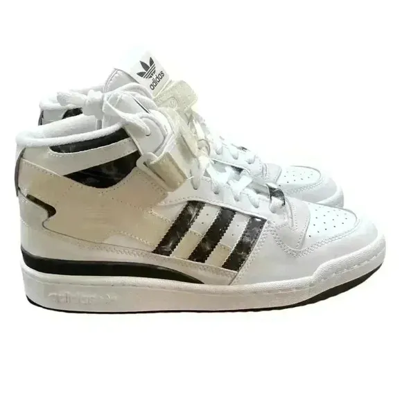 Adidas Basketball Shoe Women 11 White Black Marble Forum Mid Lace Up Sneaker NEW
