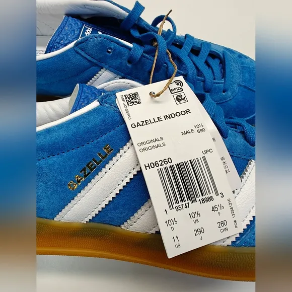 Adidas Gazelle Indoor Blue Bird Gum Casual Suede Leather Sneakers size Men's 11