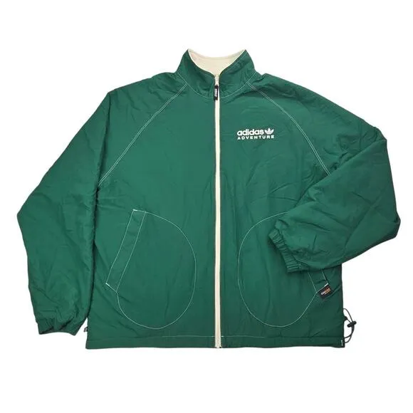 adidas Originals Adventure Reversible Polar Fleece Wonder White / Dark Green NWT