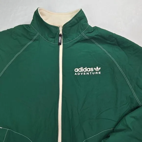 adidas Originals Adventure Reversible Polar Fleece Wonder White / Dark Green NWT