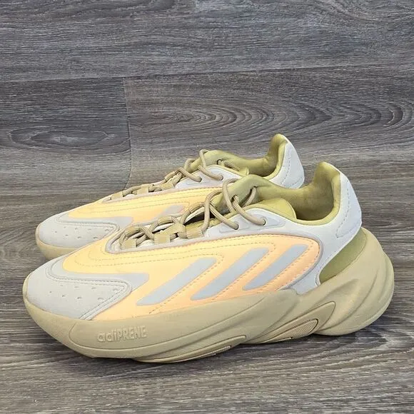 Adidas Originals Ozelia J Sneakers Mens Sz 4 Beige Orange Retro Runner‎ Training