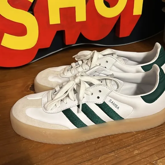 ADIDAS Originals Sambae Samba W Casual Shoes Womens 10 White Green Gum WIDE