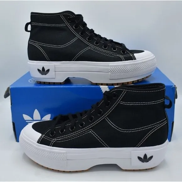 Adidas Originals Women's Nizza Trek Black White Sneaker Boots Shoes Size 9.5