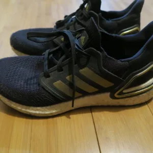Adidas Ultraboost 20 Running Shoes US Men's 8.5 Black Metallic Gold White EE4393