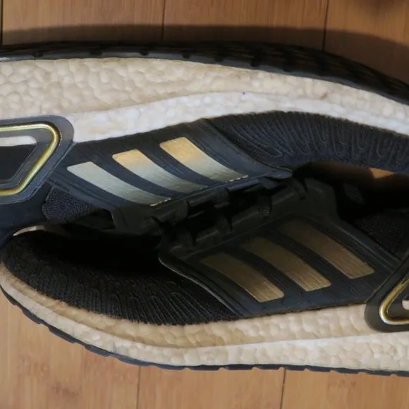 Adidas Ultraboost 20 Running Shoes US Men's 8.5 Black Metallic Gold White EE4393