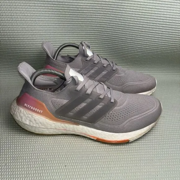 Adidas Ultraboost 21 Running Shoes Women’s Size 9.5 FY0397 Grey Orange White