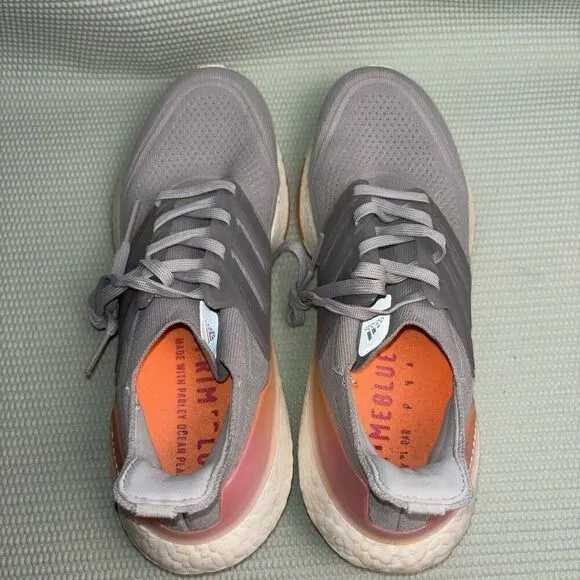 Adidas Ultraboost 21 Running Shoes Women’s Size 9.5 FY0397 Grey Orange White