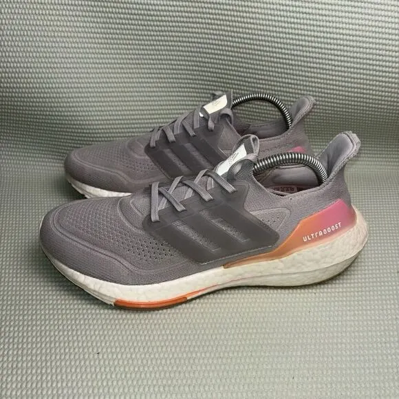 Adidas Ultraboost 21 Running Shoes Women’s Size 9.5 FY0397 Grey Orange White