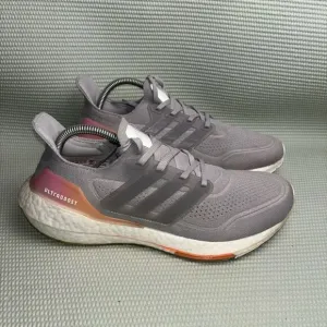 Adidas Ultraboost 21 Running Shoes Women’s Size 9.5 FY0397 Grey Orange White