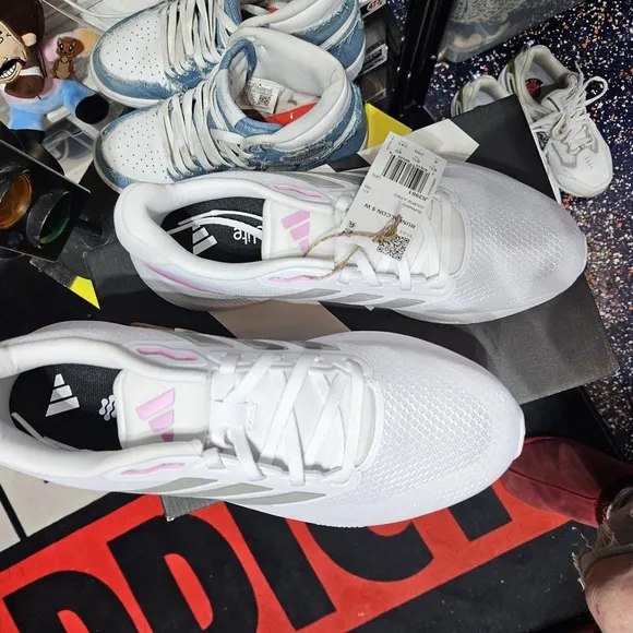 Adidas Women's White and Pink Running Shoes Falcon 5