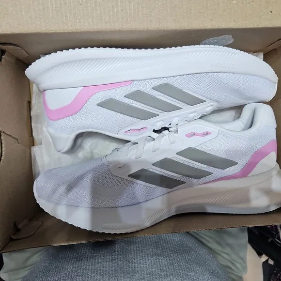 Adidas Women's White and Pink Running Shoes Falcon 5