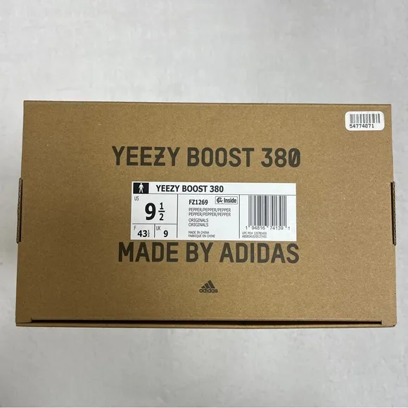 Adidas Yeezy Boost 380 Shoes Sneakers Mens 9.5 Non Reflective Pepper