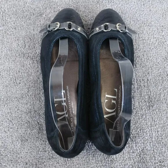 AGL Attilio Giusti Leombruni Ballet Flats Womens 39 EU Shoes Snake Embossed Blue