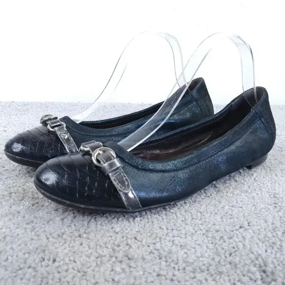 AGL Attilio Giusti Leombruni Ballet Flats Womens 39 EU Shoes Snake Embossed Blue