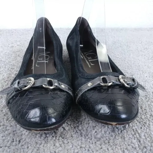 AGL Attilio Giusti Leombruni Ballet Flats Womens 39 EU Shoes Snake Embossed Blue