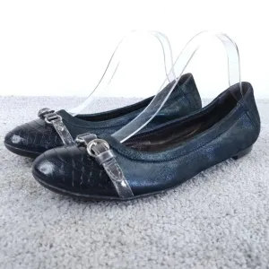 AGL Attilio Giusti Leombruni Ballet Flats Womens 39 EU Shoes Snake Embossed Blue