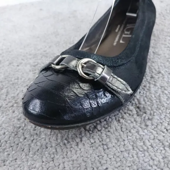 AGL Attilio Giusti Leombruni Ballet Flats Womens 39 EU Shoes Snake Embossed Blue