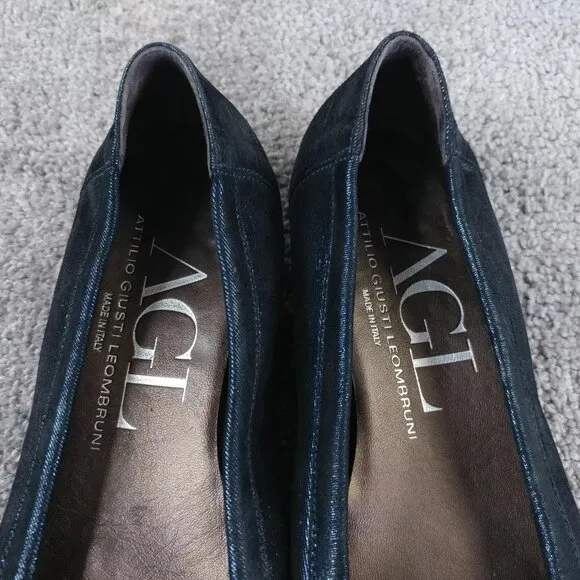 AGL Attilio Giusti Leombruni Ballet Flats Womens 39 EU Shoes Snake Embossed Blue