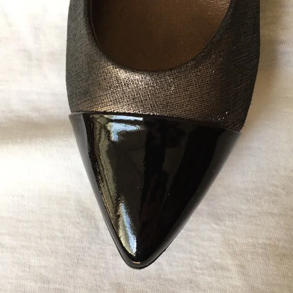 AGL black/brown block heel pointed toe pump size 37