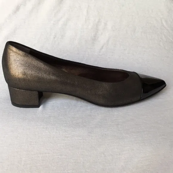 AGL black/brown block heel pointed toe pump size 37