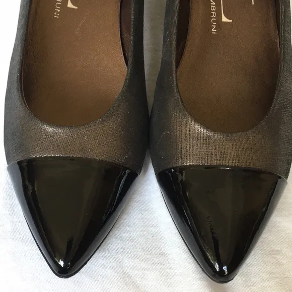 AGL black/brown block heel pointed toe pump size 37