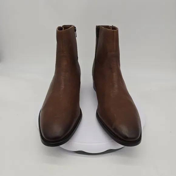 Aldo Shoes Men 11 Nalenia Leather Ankle Boots Zippers Congac Brown