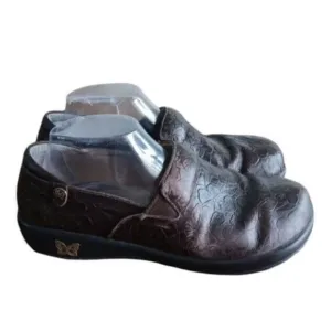 Alegria Keli Flutter Choco kel-275 Clog Women's 40 Brown Leather Round Toe Shoes