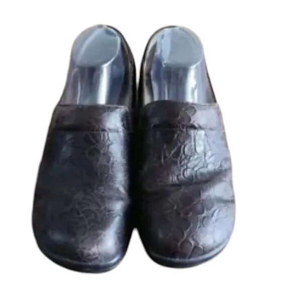 Alegria Keli Flutter Choco kel-275 Clog Women's 40 Brown Leather Round Toe Shoes