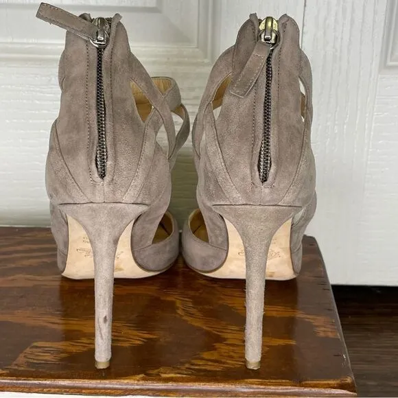 Alejandro Ingelmo Closed Pointed Toe Suede Leather Strappy Heels Size 36.5 / 6.5