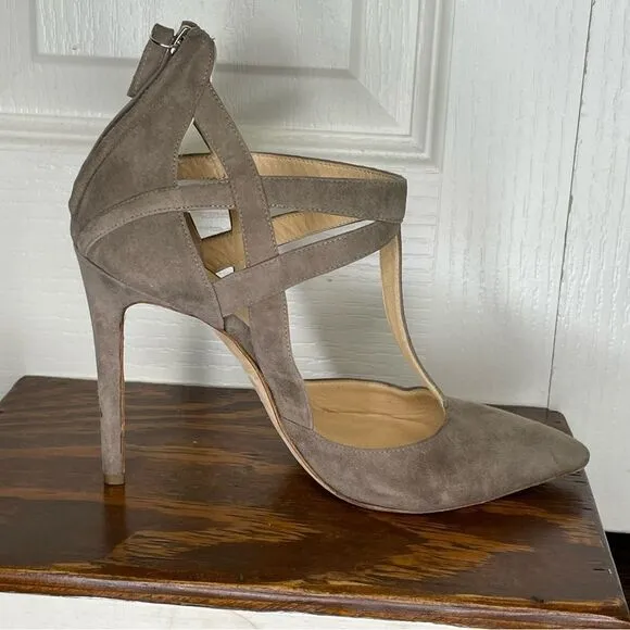 Alejandro Ingelmo Closed Pointed Toe Suede Leather Strappy Heels Size 36.5 / 6.5
