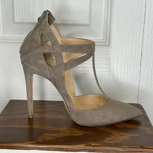 Alejandro Ingelmo Closed Pointed Toe Suede Leather Strappy Heels Size 36.5 / 6.5