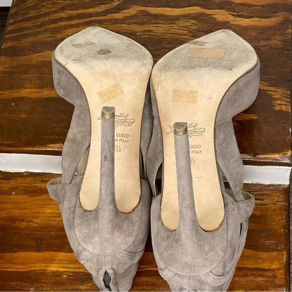 Alejandro Ingelmo Closed Pointed Toe Suede Leather Strappy Heels Size 36.5 / 6.5