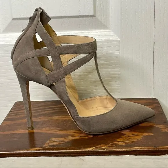 Alejandro Ingelmo Closed Pointed Toe Suede Leather Strappy Heels Size 36.5 / 6.5