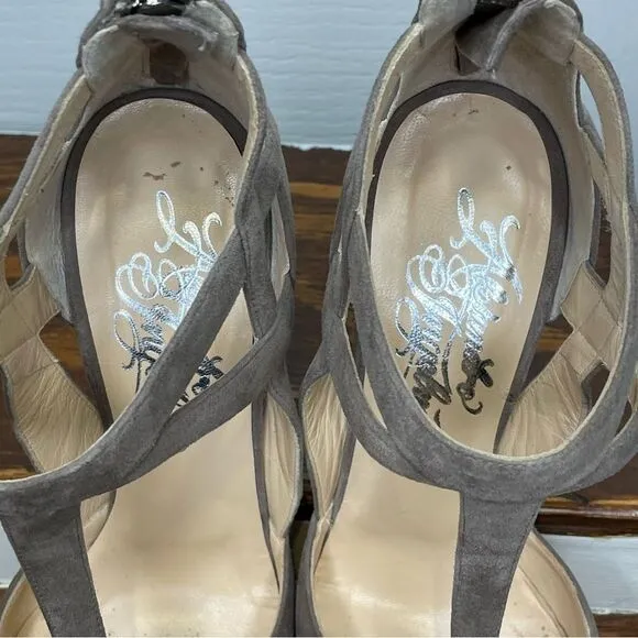 Alejandro Ingelmo Closed Pointed Toe Suede Leather Strappy Heels Size 36.5 / 6.5