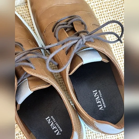 Alfani Shoes Men's Brown Faux-Leather Lace-up Oxford casual shoes comfortable