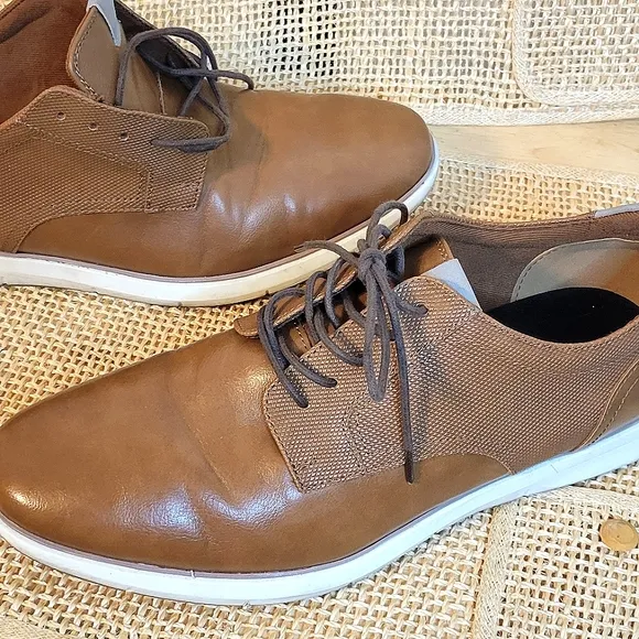 Alfani Shoes Men's Brown Faux-Leather Lace-up Oxford casual shoes comfortable