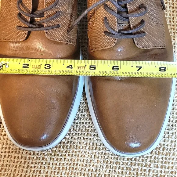 Alfani Shoes Men's Brown Faux-Leather Lace-up Oxford casual shoes comfortable