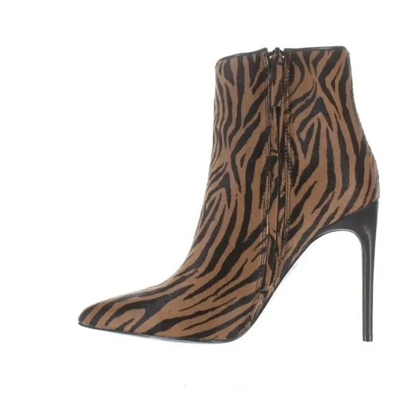 Alice   Olivia Womens Tiger Stripe Heeled Booties Size 6.5 4-Inch Stiletto Heels