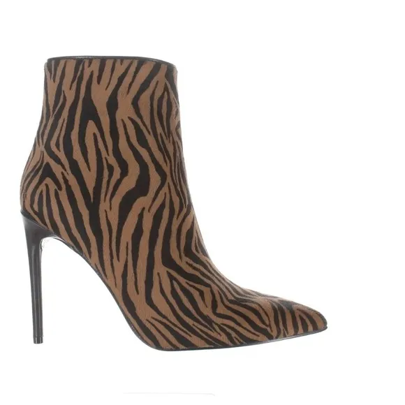 Alice   Olivia Womens Tiger Stripe Heeled Booties Size 6.5 4-Inch Stiletto Heels
