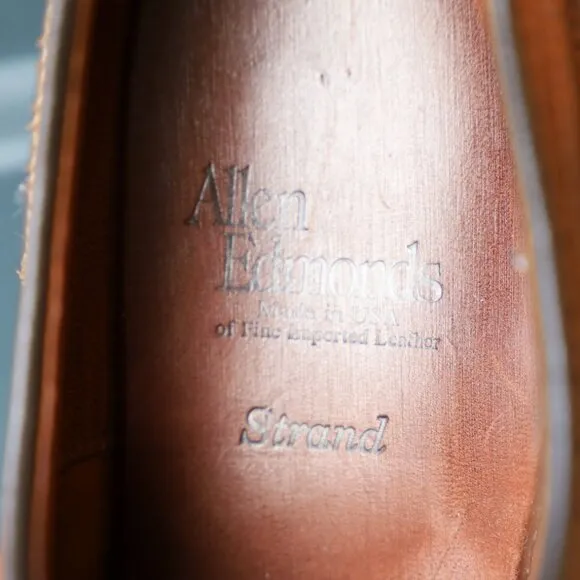 Allen Edmonds 9-D Cognac Strand Burnished Cap Toe Oxford Mens Dress Shoes