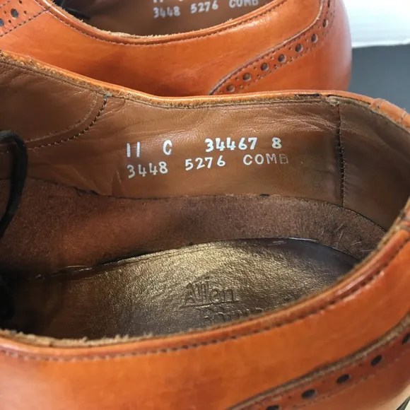 Allen Edmonds Benton 3448 Cap Toe Oxford Shoes Mens 11C Cognac Leather Vibram