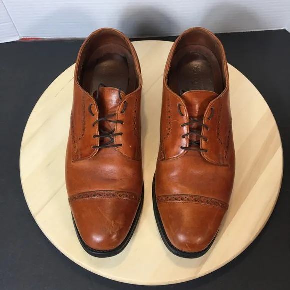 Allen Edmonds Benton 3448 Cap Toe Oxford Shoes Mens 11C Cognac Leather Vibram