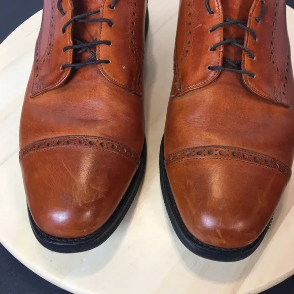 Allen Edmonds Benton 3448 Cap Toe Oxford Shoes Mens 11C Cognac Leather Vibram