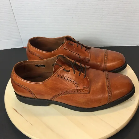 Allen Edmonds Benton 3448 Cap Toe Oxford Shoes Mens 11C Cognac Leather Vibram