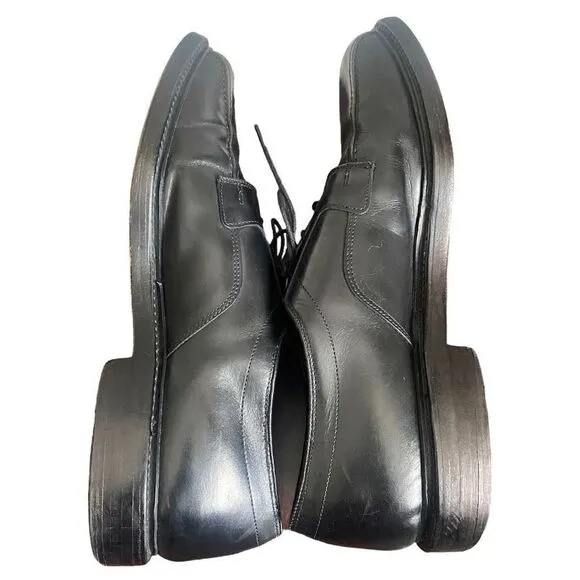 Allen Edmonds Black Dress Shoes 11 D Leather Cap Toe Oxford Hillcrest Laces JN23