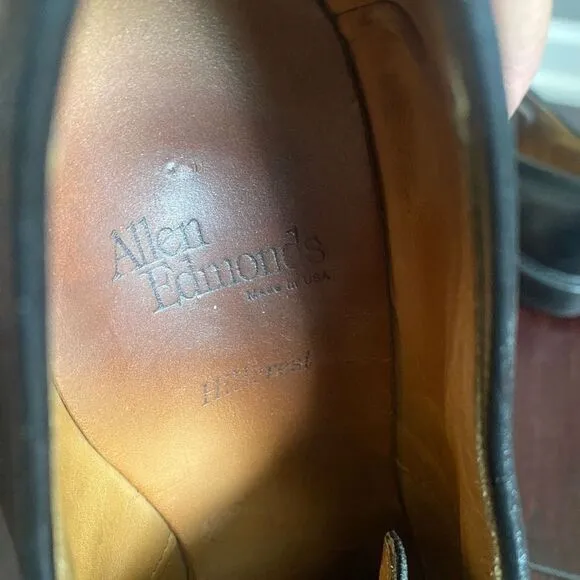 Allen Edmonds Black Dress Shoes 11 D Leather Cap Toe Oxford Hillcrest Laces JN23