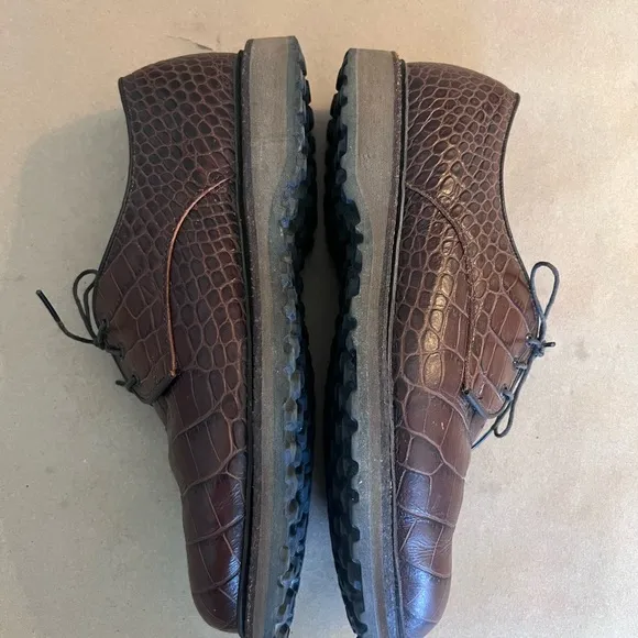 Allen Edmonds Honors Collection Haskell Brown Leather Golf Non Spike Shoes 9D