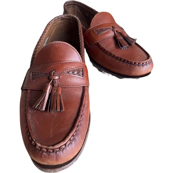 Allen Edmonds Maxfield Tassel Brown Leather Loafers slip ons size 10 D