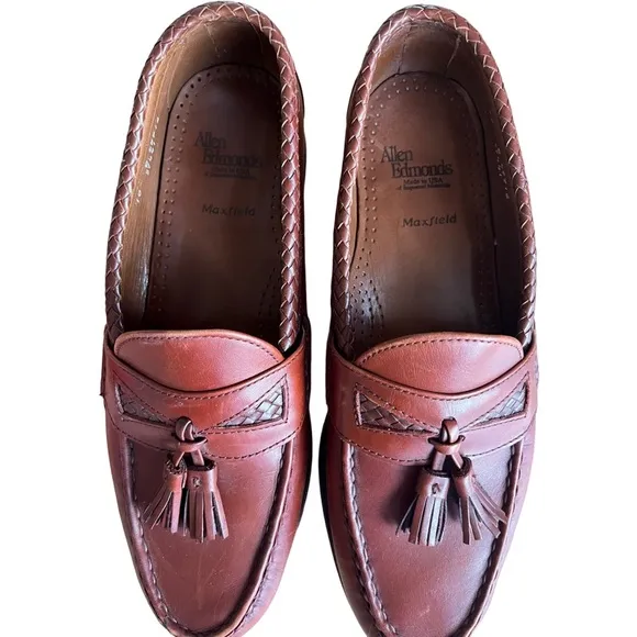 Allen Edmonds Maxfield Tassel Brown Leather Loafers slip ons size 10 D